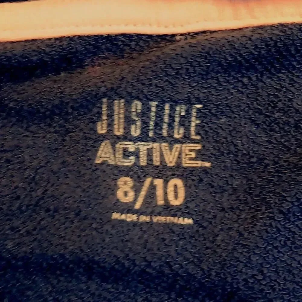 Justice Active Girls Black Soccer w/Large Soccer Emoji Zipper Hoodie - Size 8/10